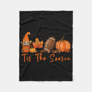Tis The Season Pumpkin Leaf Latte Fall Thanksgivin Fleece Blanket