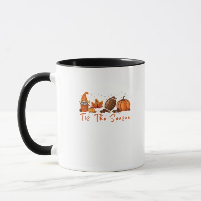 Tis The Season Pumpkin Leaf Latte Fall Thanksgivin Mug (Left)