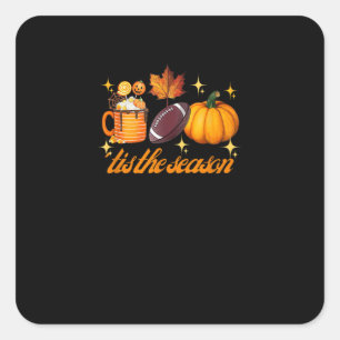 Tis The Season Pumpkin Leaf Latte Fall Thanksgivin Square Sticker