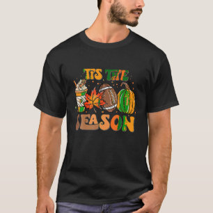 Tis The Season Pumpkin Leaf Latte Fall Thanksgivin T-Shirt