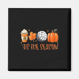 Tis The Season Pumpkin Leaf Latte Fall Volleyball  Magnet