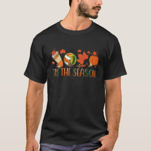 Tis The Season Pumpkin Leaf Latte Fall Volleyball T-Shirt