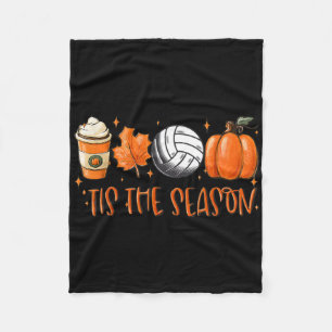 Tis The Season Pumpkin Leaf Latte Fall Volleyll Fleece Blanket