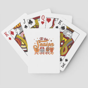 Tis The Season Pumpkin Leaf Latte Football Creativ Playing Cards