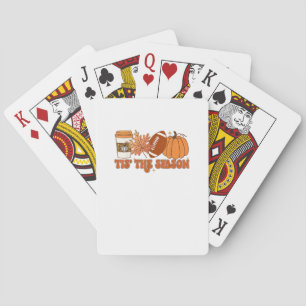 Tis The Season Pumpkin Leaf Thanksgiving Football Playing Cards