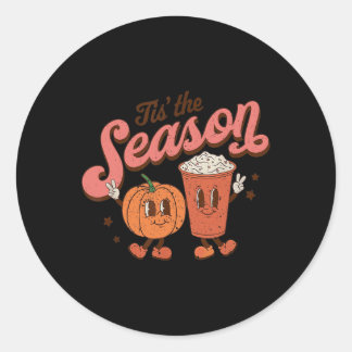 Tis The Season Pumpkin  Spice Fall Autumn Hallowee Classic Round Sticker