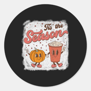 Tis The Season Pumpkin Spice Fall Autumn Hallowee Classic Round Sticker