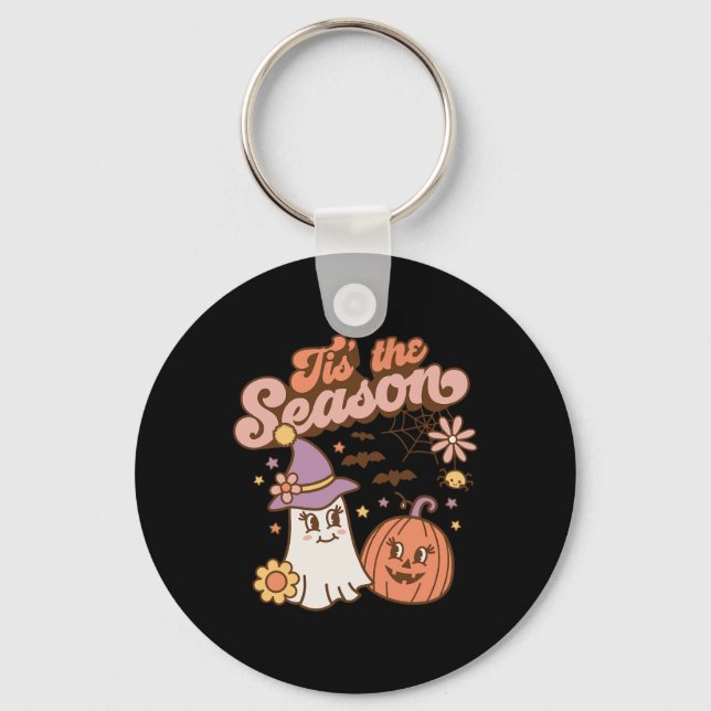 Tis The Season Pumpkin Spice Fall Autumn Halloween Key Ring (Front)