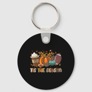 Tis The Season Pumpkin Spice Football Halloween Th Key Ring