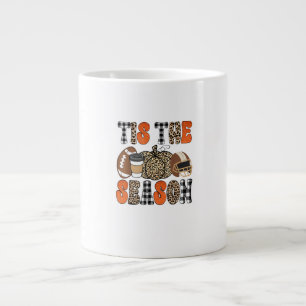 Tis The Season Pumpkin Thanksgiving Football Funny Large Coffee Mug