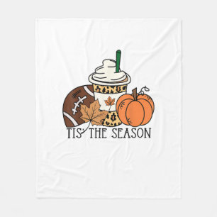 Tis The Season Pumpkin Thanksgiving Football Minim Fleece Blanket