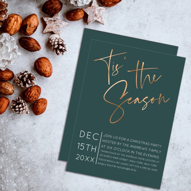 Tis the Season Quote Green Minimalist Christmas Invitation (Creator Uploaded)