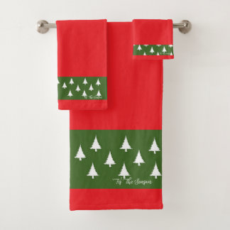 'Tis The Season Red  Bath Towel Set