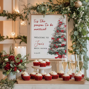 Tis the Season Red Bow Christmas Bridal Shower Poster