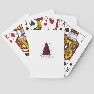 Tis The Season Red Plaid Christmas Tree Playing Cards