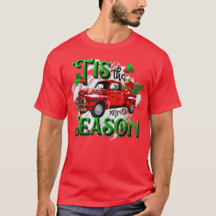 Tis The Season Red Plaid Retro Truck Christmas Xma T-Shirt