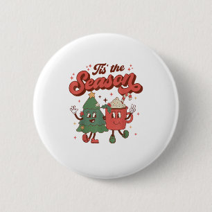 Tis The Season Retro Christmas 70s 80s Vintage Gro 6 Cm Round Badge