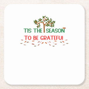 Tis The Season Retro Classic Square Paper Coaster