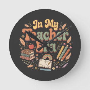 Tis The Season - Retro Groovy Christmas Gingerbrea Round Clock