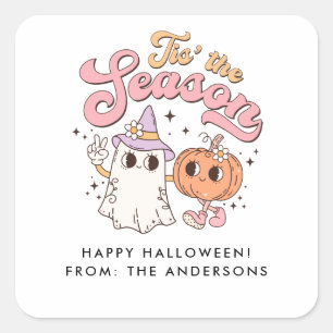 Tis the Season Retro Groovy Halloween Square Sticker