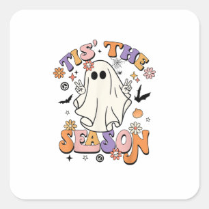 Tis The Season Retro Halloween Party Funny Minimal Square Sticker