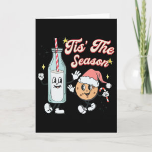 Tis The Season Retro Milk And Cookie Christmas Card