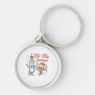 Tis The Season Retro Milk And Cookie Christmas Key Ring