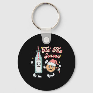 Tis The Season Retro Milk And Cookie Christmas  Key Ring
