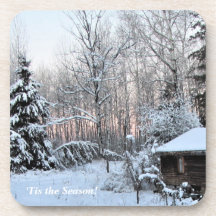 'Tis the Season Rose Glow Sunset Winter Cottage