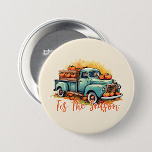 'Tis The Season – Rustic Truck with Pumpkins 7.5 Cm Round Badge