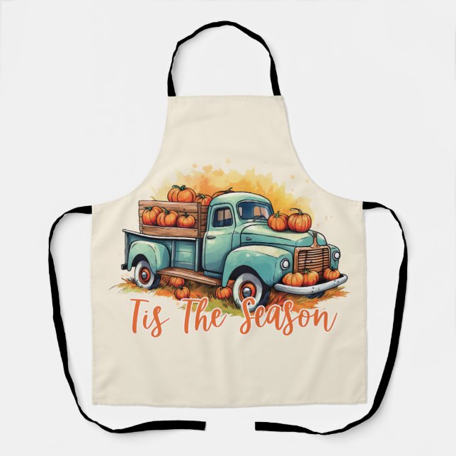 'Tis The Season – Rustic Truck with Pumpkins Apron (Front)