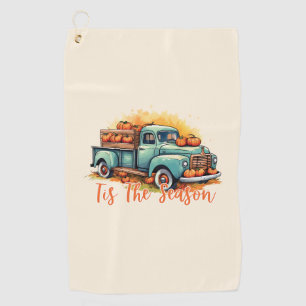 'Tis The Season – Rustic Truck with Pumpkins Golf Towel