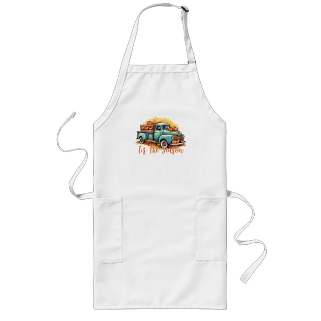'Tis The Season – Rustic Truck with Pumpkins Long Apron (Front)