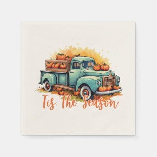 'Tis The Season – Rustic Truck with Pumpkins Napkin