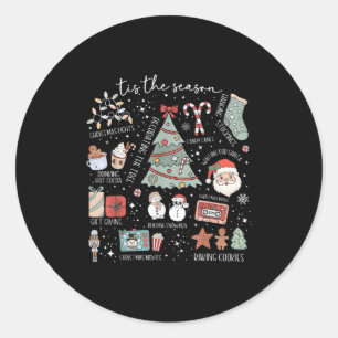 Tis The Season Santa Candy Cane Christmas Xmas Tre Classic Round Sticker