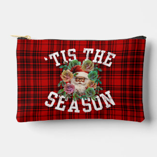 tis the season santa claus flower floral holiday accessory pouch