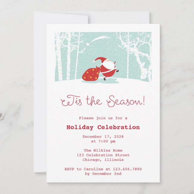 Tis the Season Santa Holiday Party Invitation (Front)