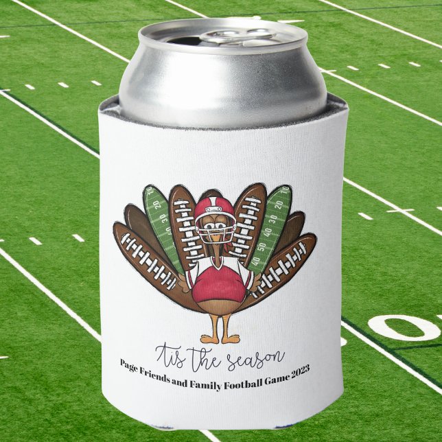 Tis the Season Script Thanksgiving Football Turkey Can Cooler (Creator Uploaded)