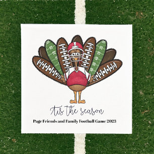 Tis the Season Script Thanksgiving Football Turkey Napkin