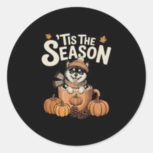 Tis The Season Shi Inu Fall Coffee Autumn Pumpkin Classic Round Sticker