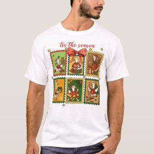 Tis The Season Silly Goose Christmas Stamps Cute T-Shirt