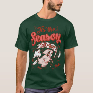 Tis the Season Skeleton Ghost Retro Halloween Cost T-Shirt