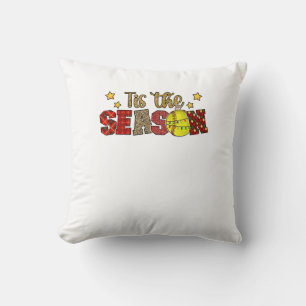 Tis The Season Softball Christmas Softball Player Cushion