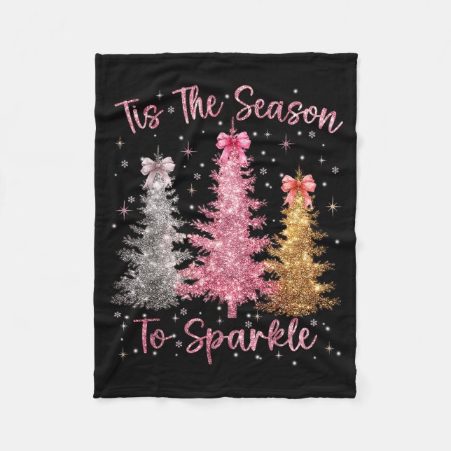 Tis The Season Sparkle Christmas Tree Xmas Women G Fleece Blanket (Front)