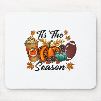 Tis The Season Spicy Latte Pumpkin Fall Leave Foot Mouse Pad