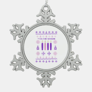 Tis The Season Sweater Christmas Xmas Catholic Snowflake Pewter Christmas Ornament