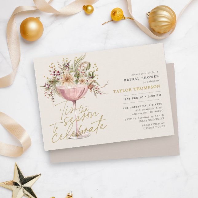 Tis the Season Taupe Winter Bridal Shower  Invitation (Creator Uploaded)