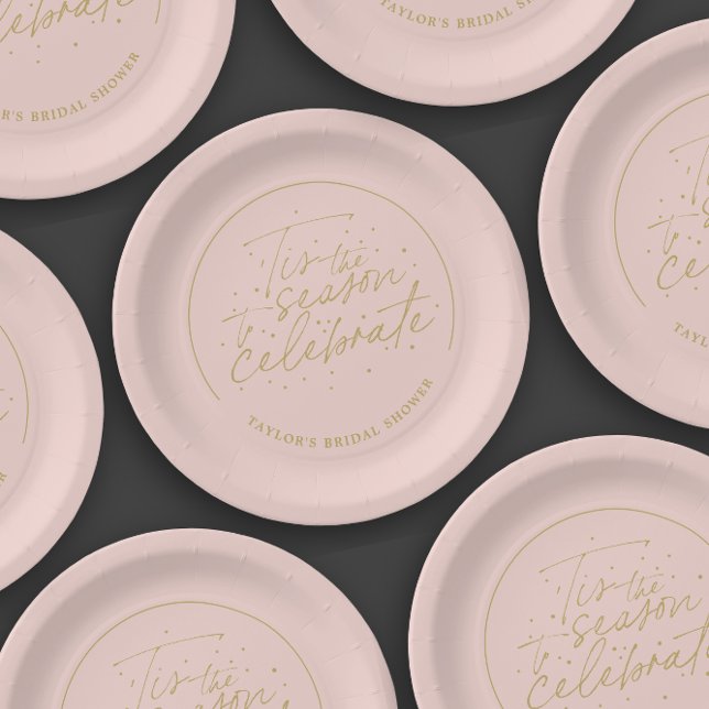 Tis the Season Taupe Winter Bridal Shower  Paper Plate (Creator Uploaded)
