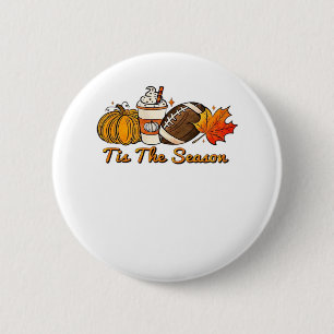 Tis The Season Thanksgiving Leaf Spice Football Fa 6 Cm Round Badge