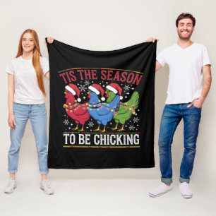 Tis The Season To Be Chicking Xmas Chicken Western Fleece Blanket